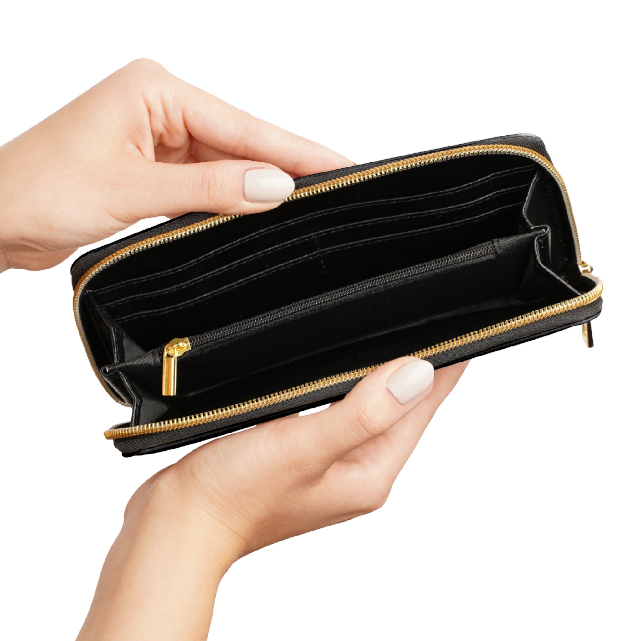 Elegant Black Leather Wallet with 'SN' Monogram