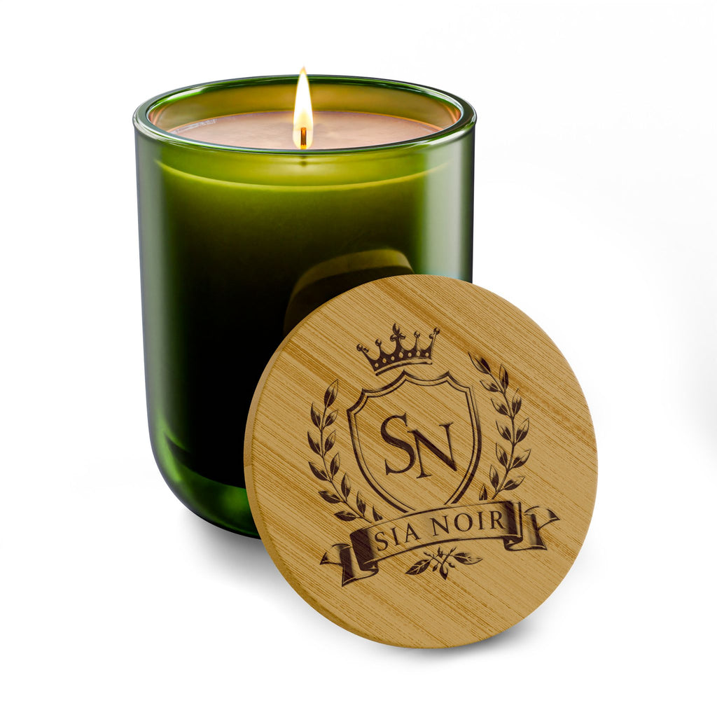 Scented Candle — Bamboo Lid with Custom Crest (Sia Noir)