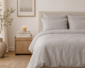 Thin Black Stripes Linen Duvet Cover Set