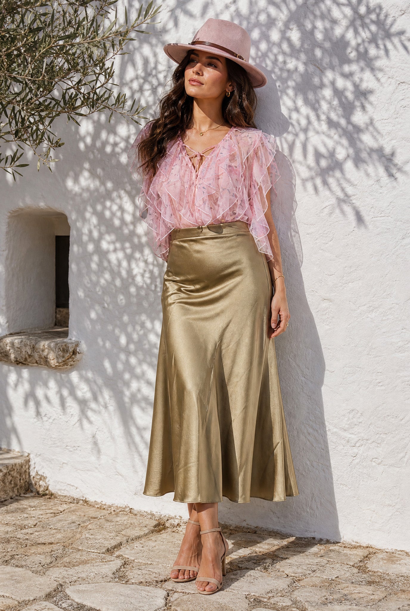 Satin skirt olive MIA