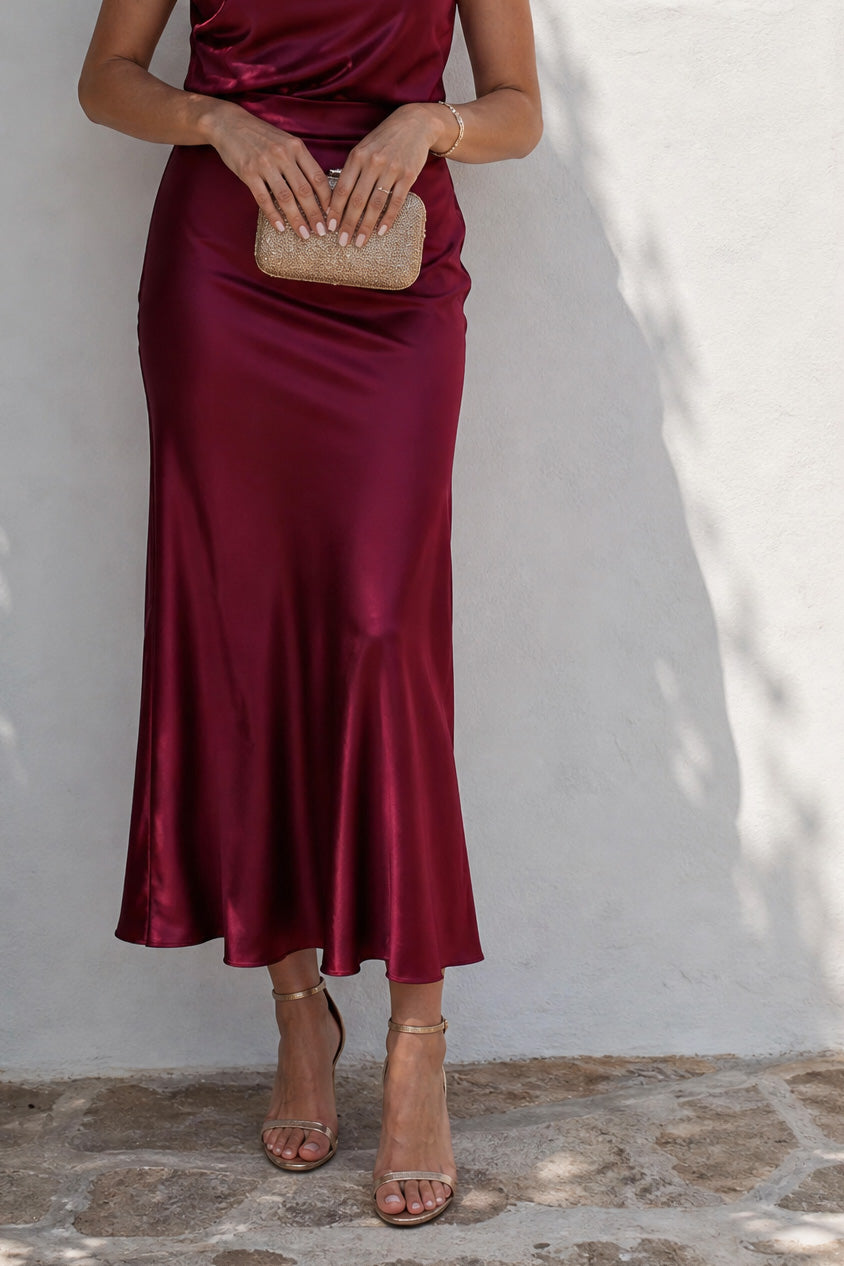 Satin skirt burgundy MIA