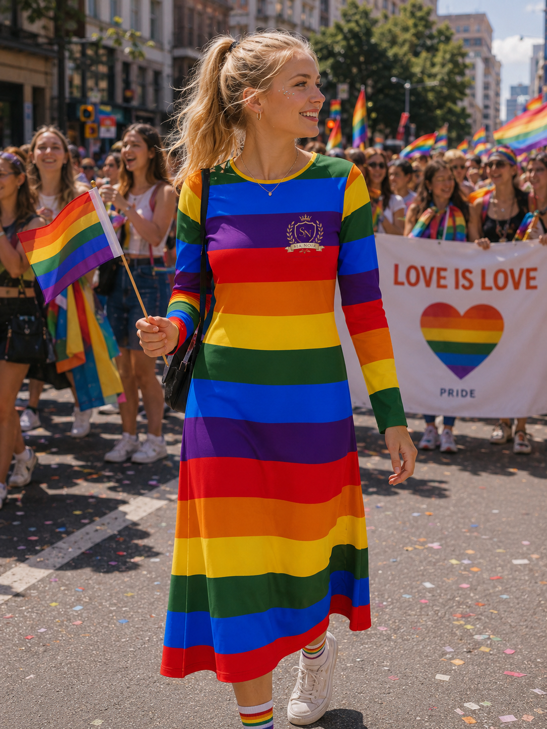 Pitkähihainen midi mekko - Pride