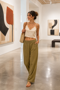 Olive Khaki Linen Willow Trousers