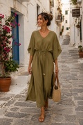 Olive Khaki Linen Sol Dress