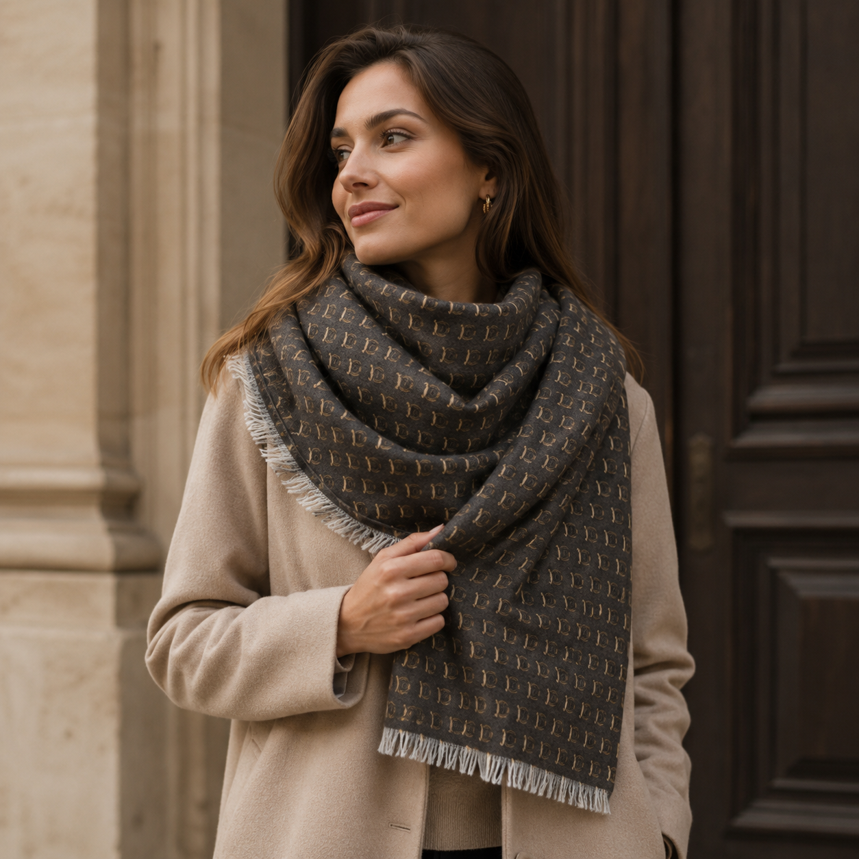 Lightweight Patterned Fringe Scarf