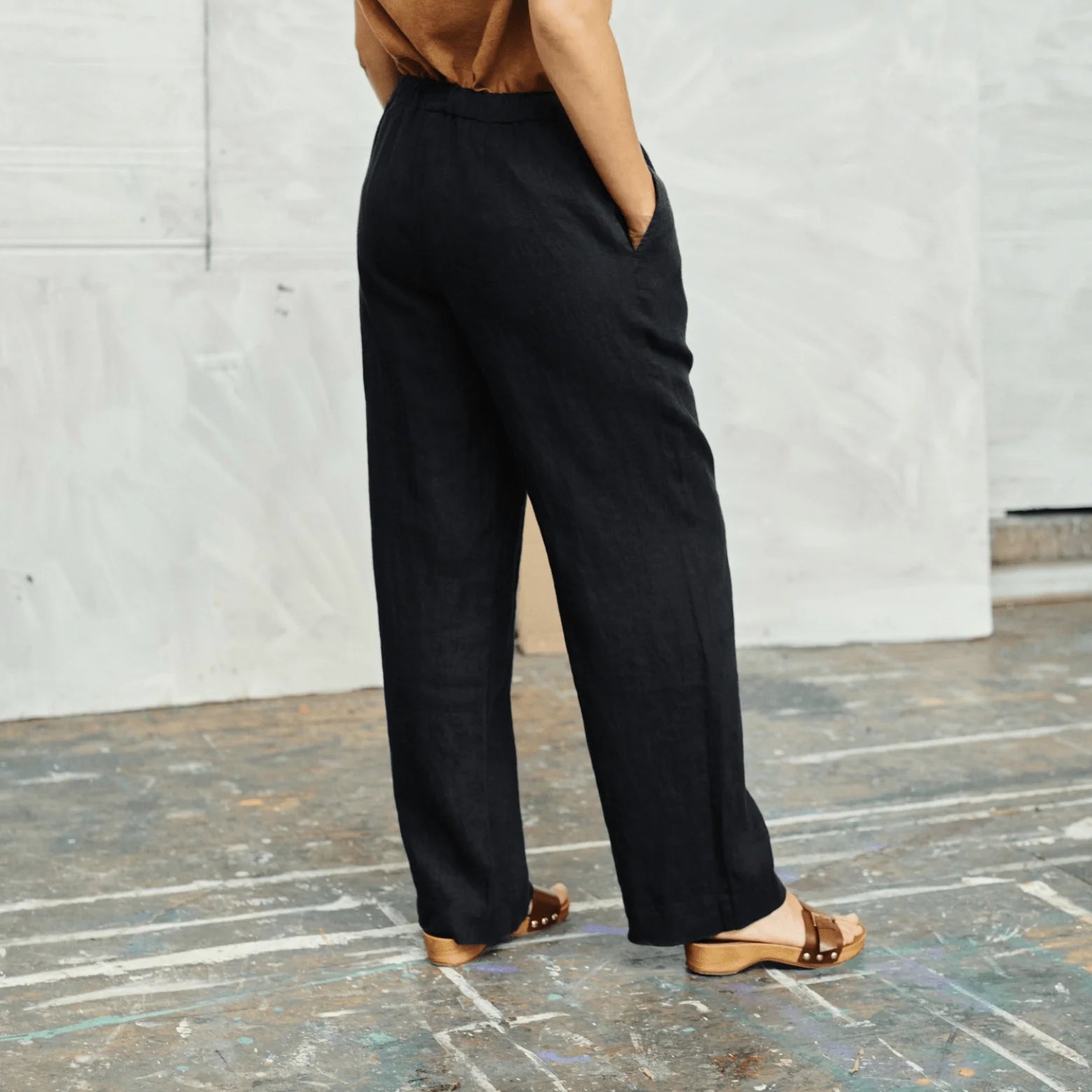 Black Linen Willow Trousers