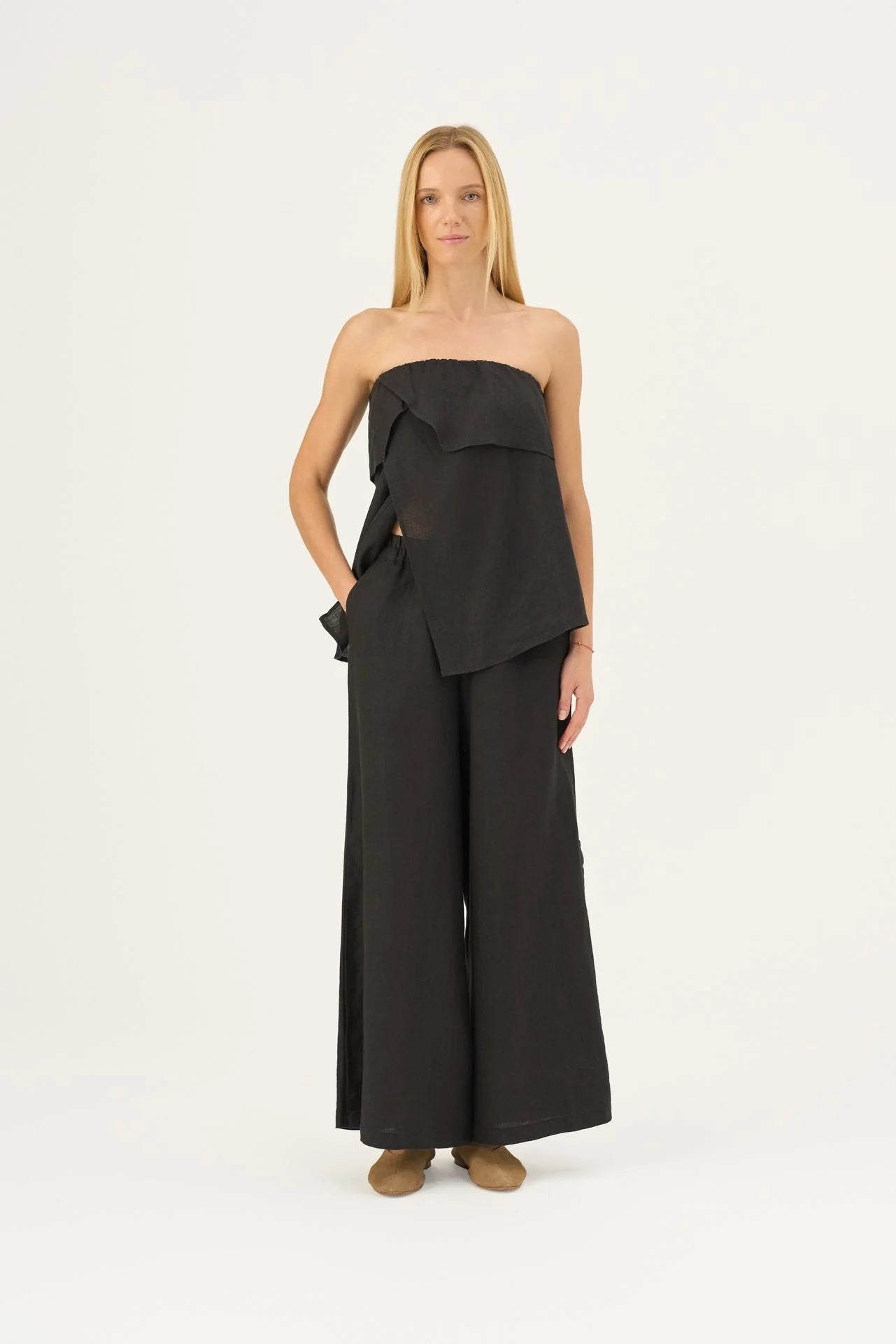 Black Linen Zayn Trousers