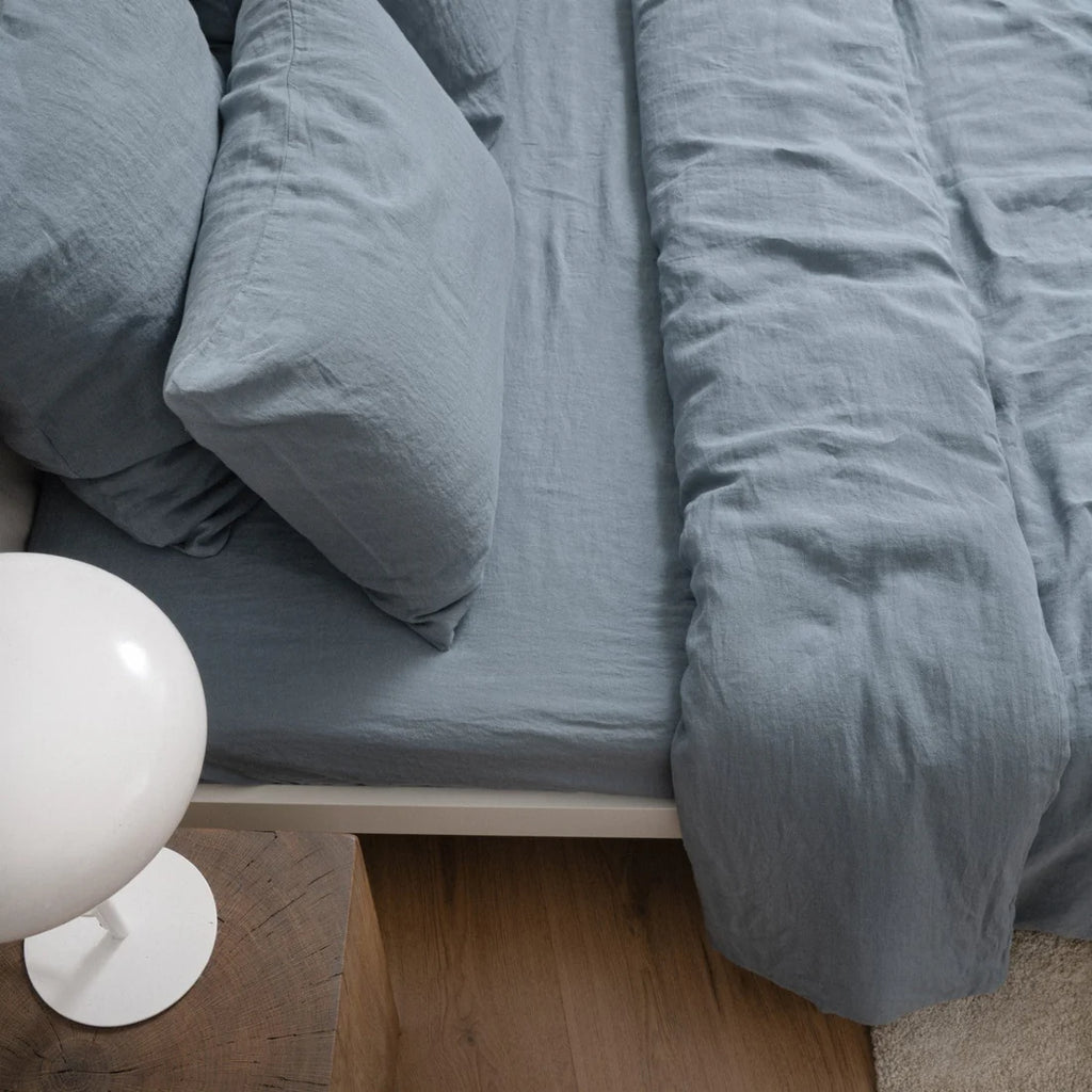 Blue Fog Linen Duvet Cover Set