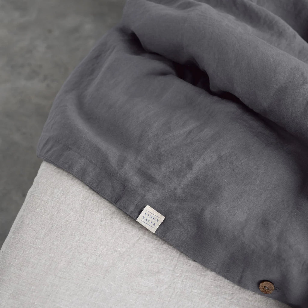 Dark Grey Linen Duvet Cover Set