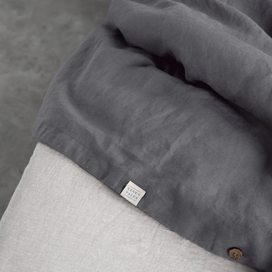 Dark Grey Linen Duvet Cover Set