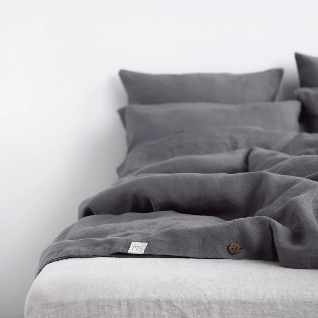 Dark Grey Linen Duvet Cover Set