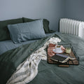 Forest Green Linen Duvet Cover Set