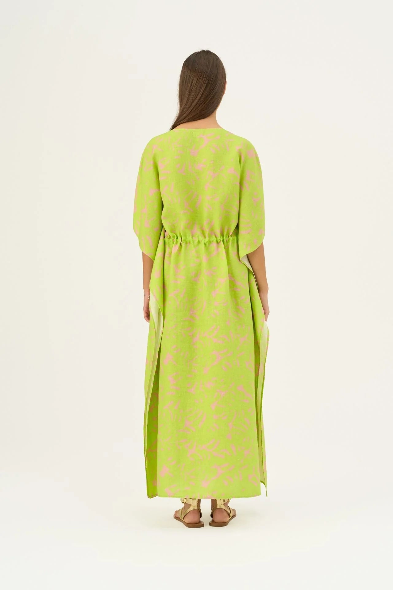 Kiwi Monstera Linen Sol Dress