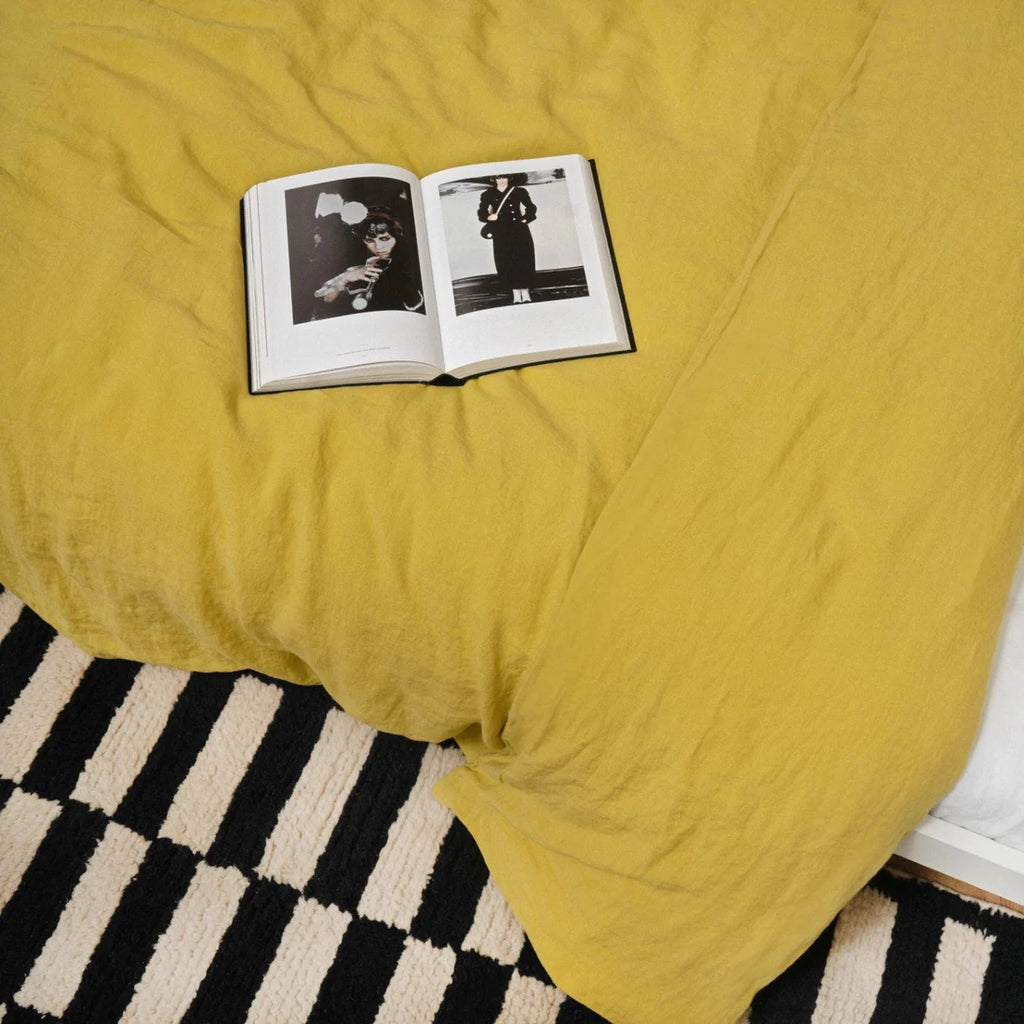 Lemon Curry Linen Duvet Cover Set