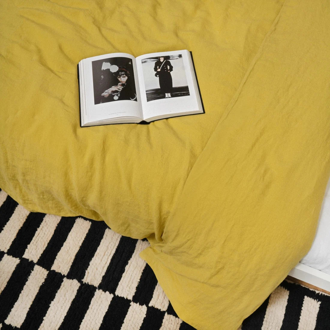 Lemon Curry Linen Duvet Cover Set