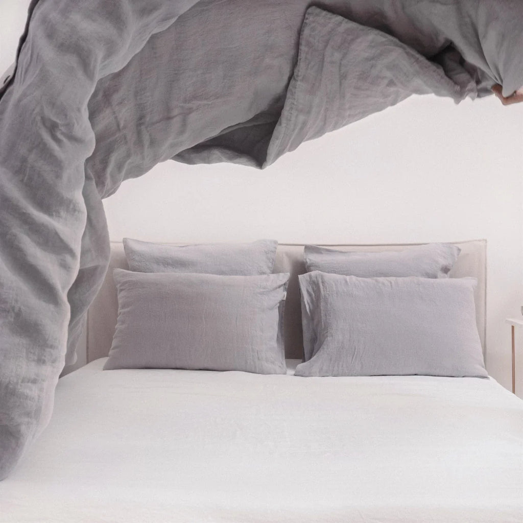 Light Grey Linen Duvet Cover Set