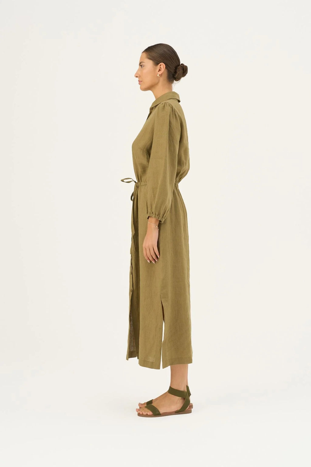 Olive Khaki Linen Rhapsody Dress