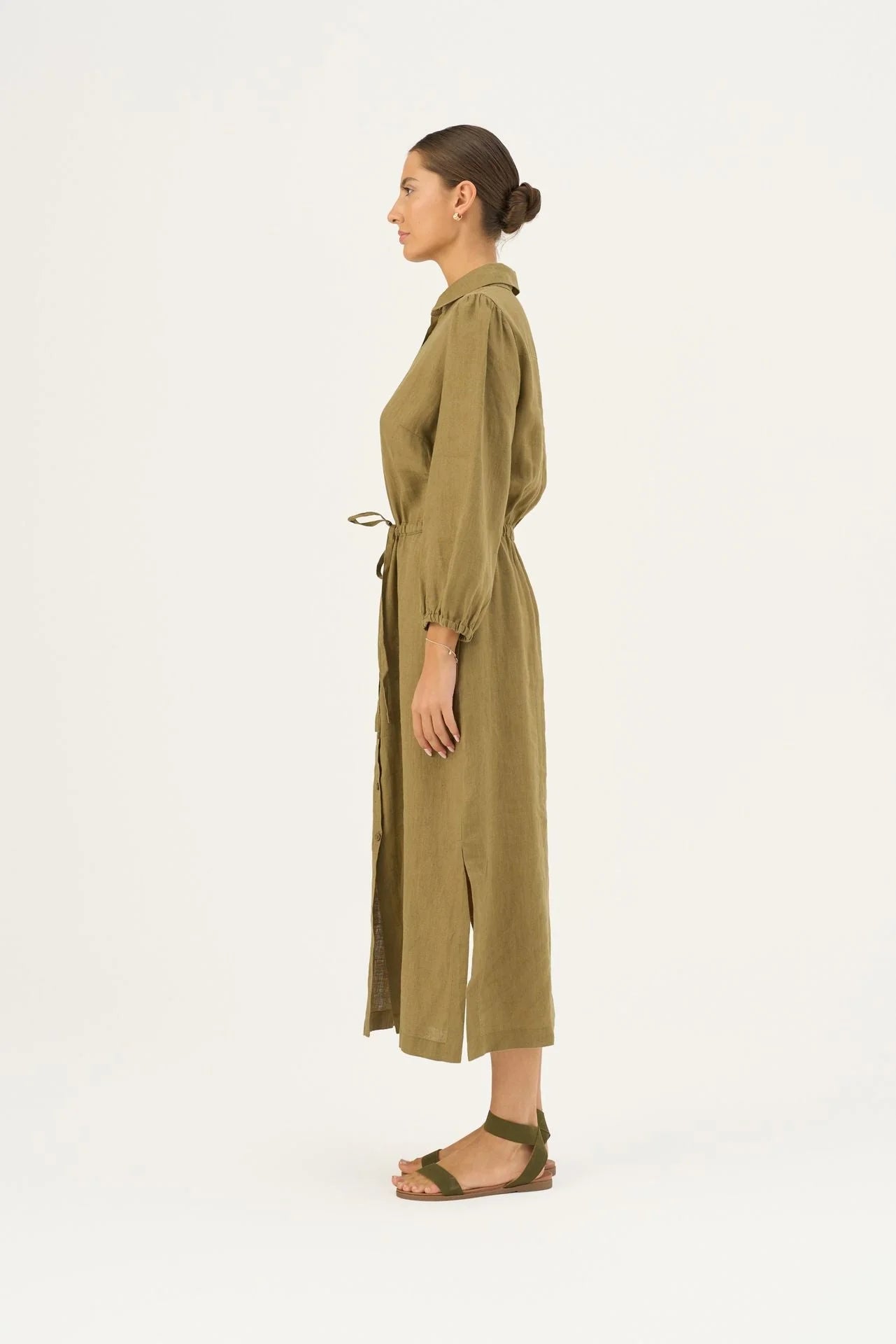 Olive Khaki Linen Rhapsody Dress