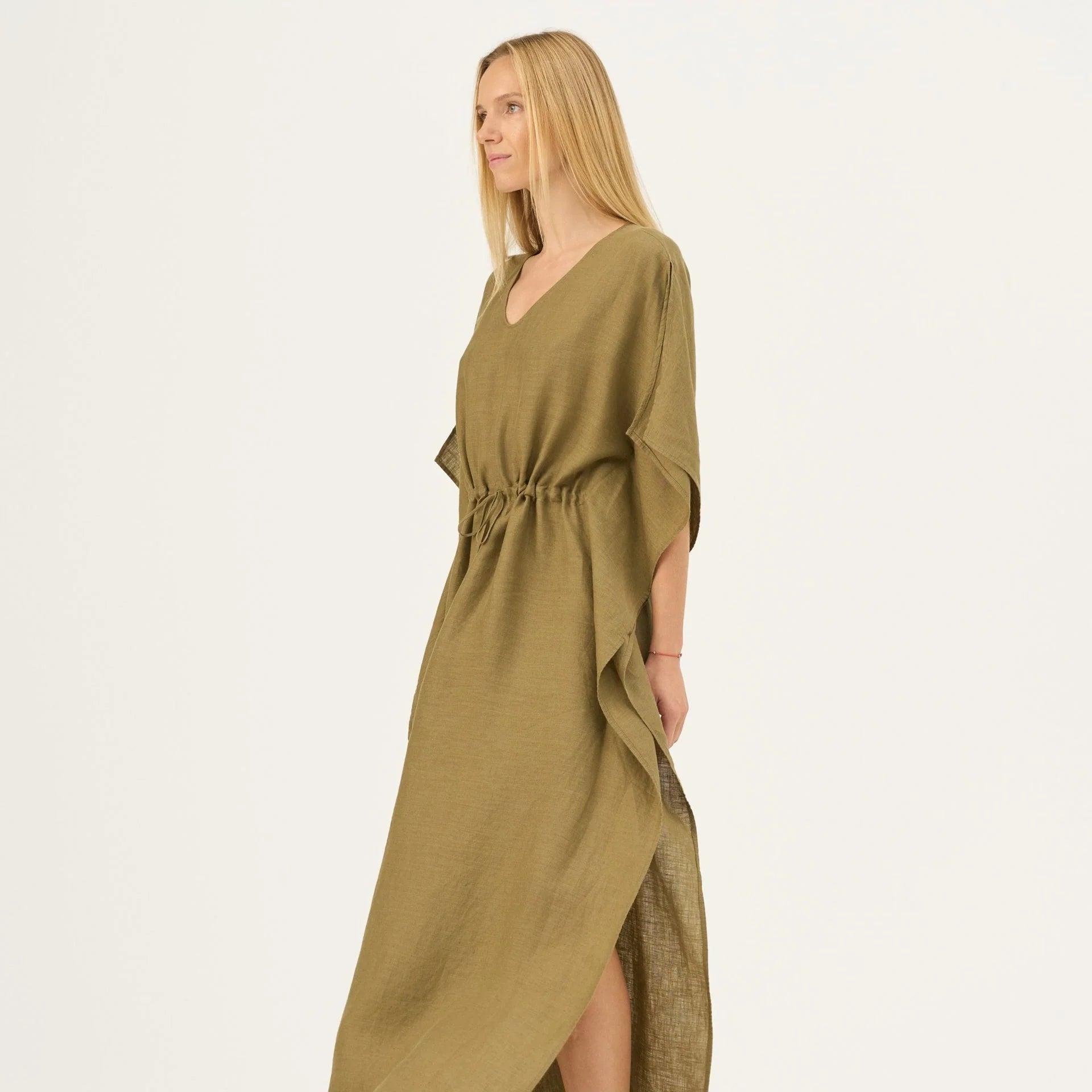 Olive Khaki Linen Sol Dress