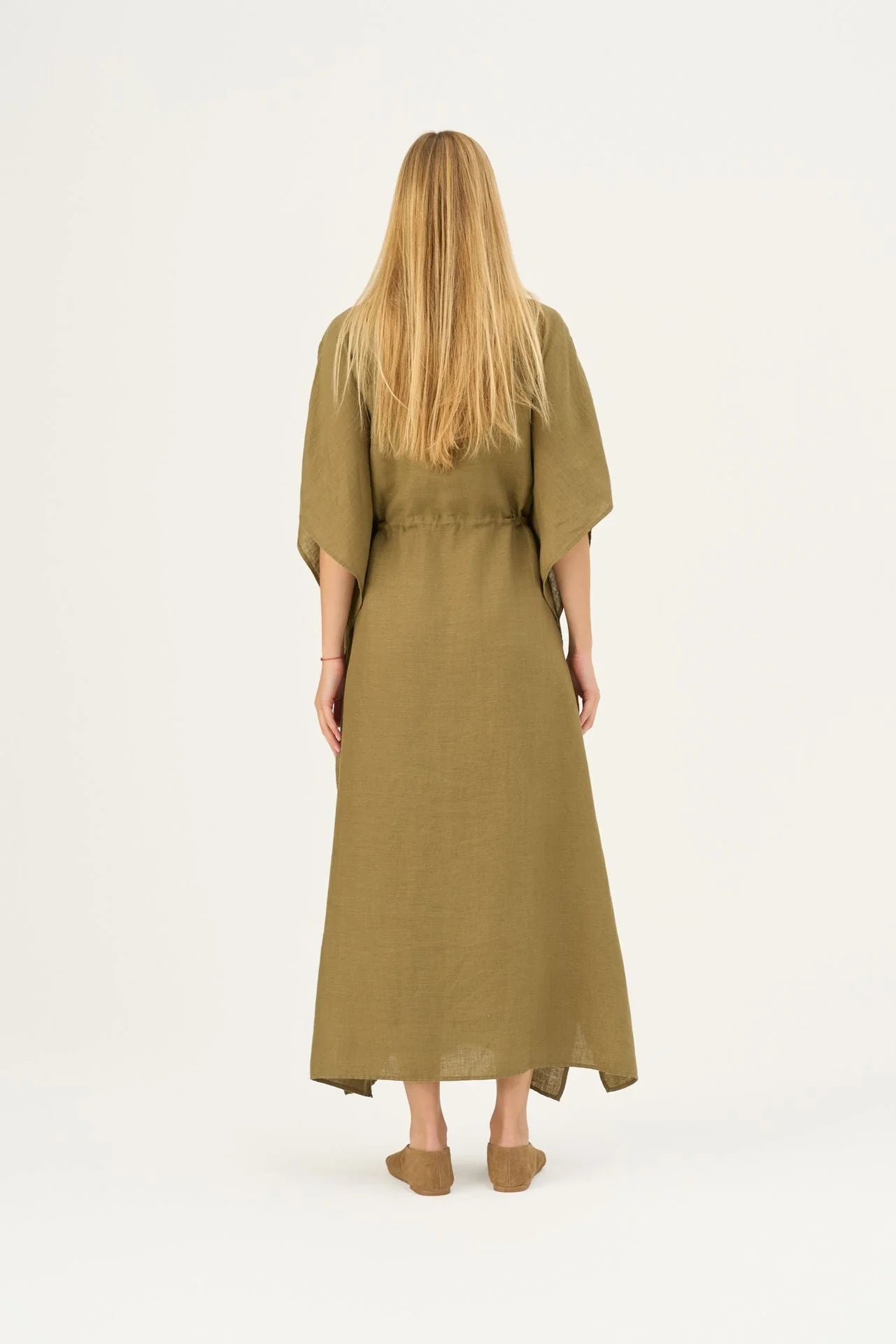 Olive Khaki Linen Sol Dress