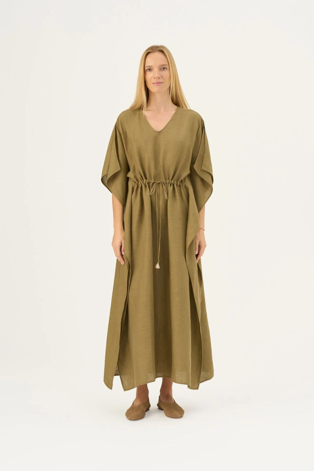 Olive Khaki Linen Sol Dress
