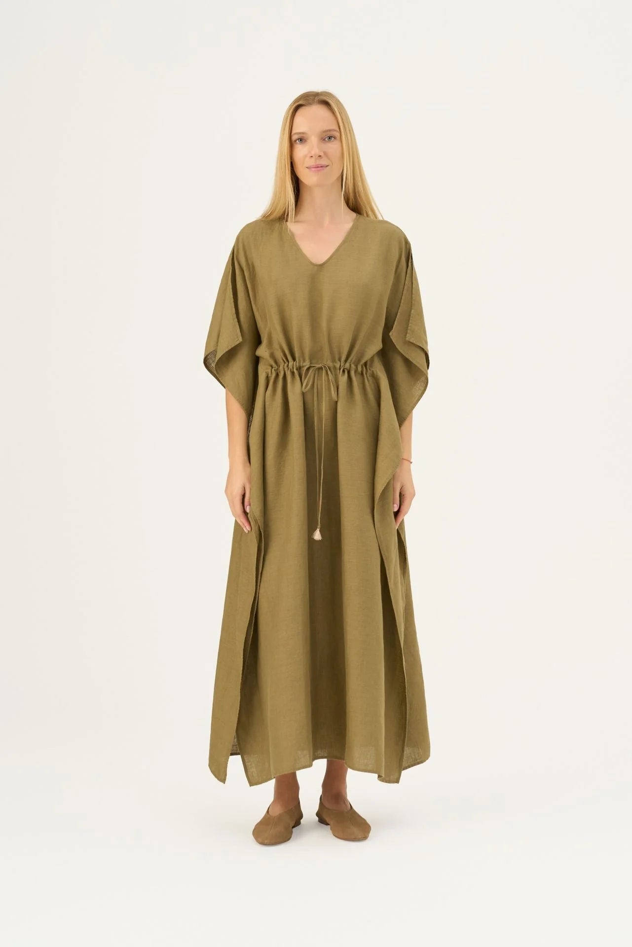 Olive Khaki Linen Sol Dress