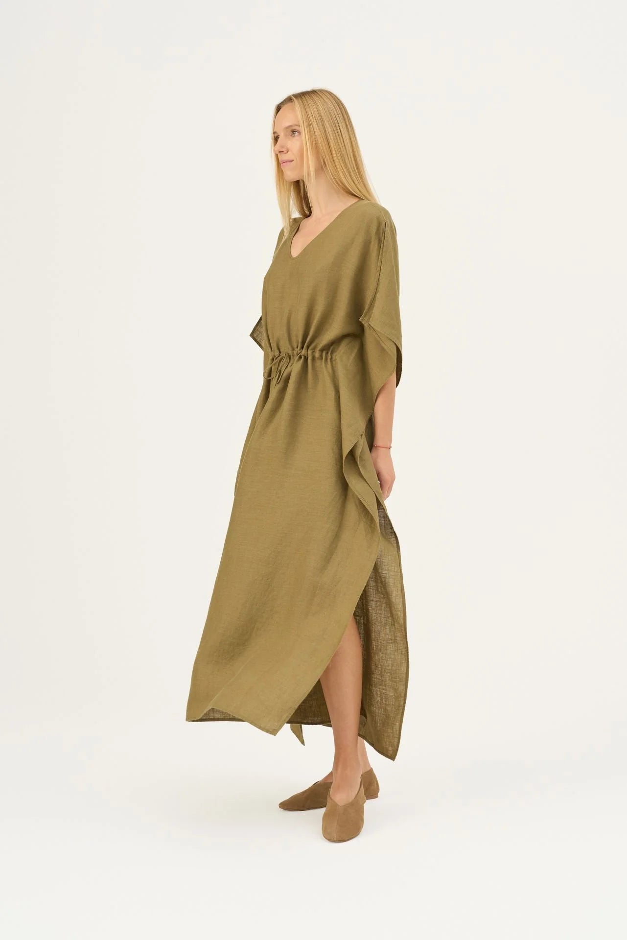 Olive Khaki Linen Sol Dress