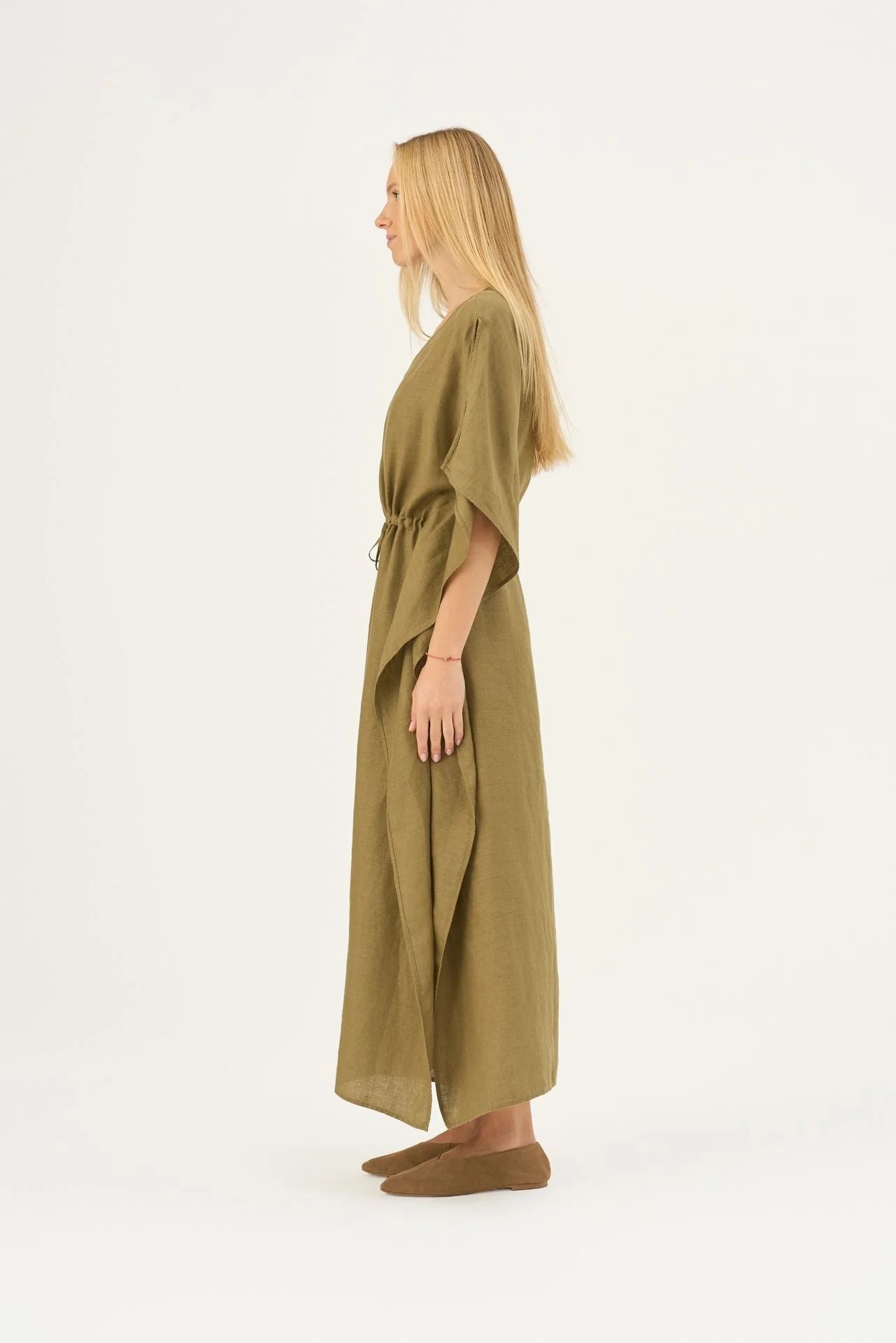 Olive Khaki Linen Sol Dress