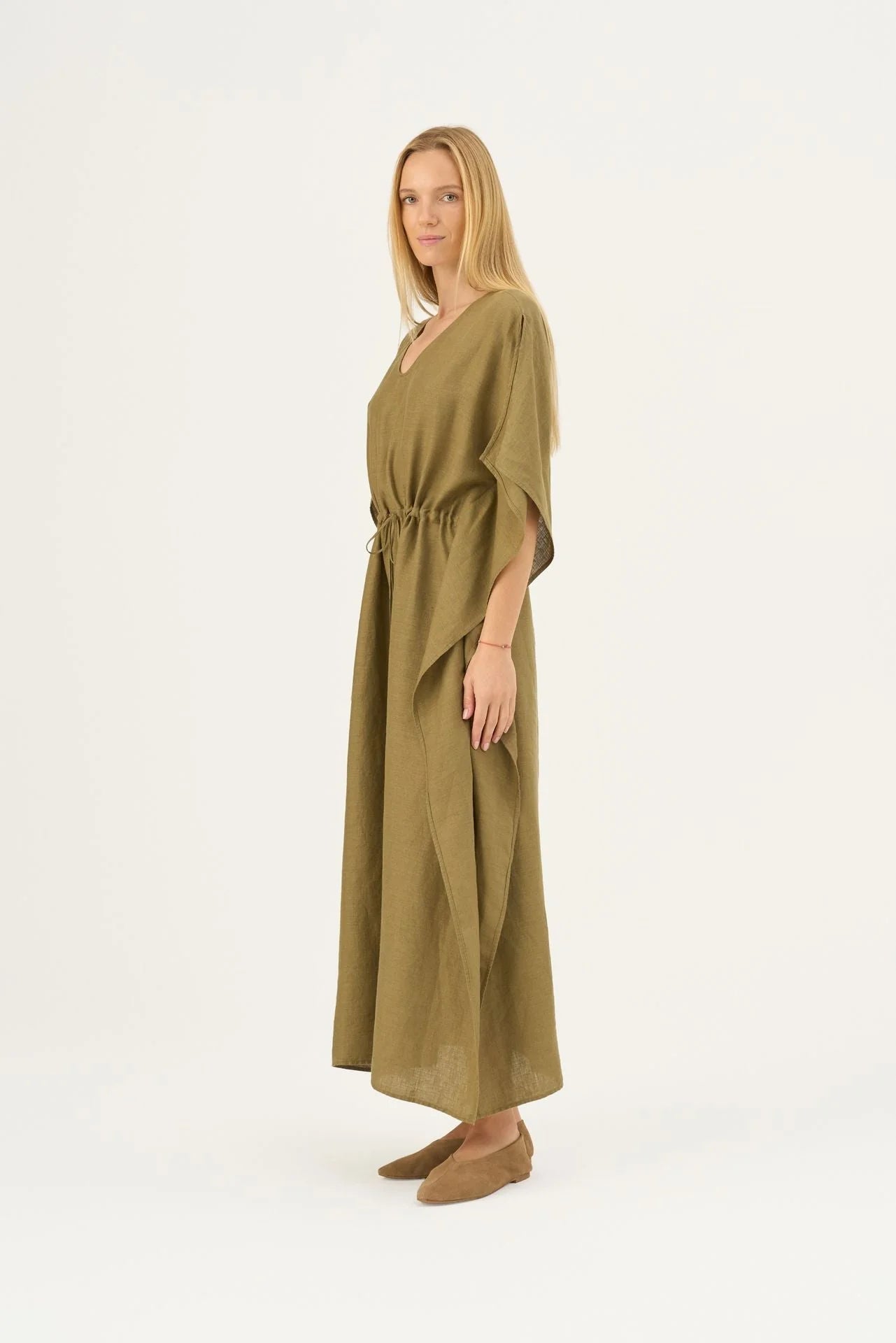 Olive Khaki Linen Sol Dress