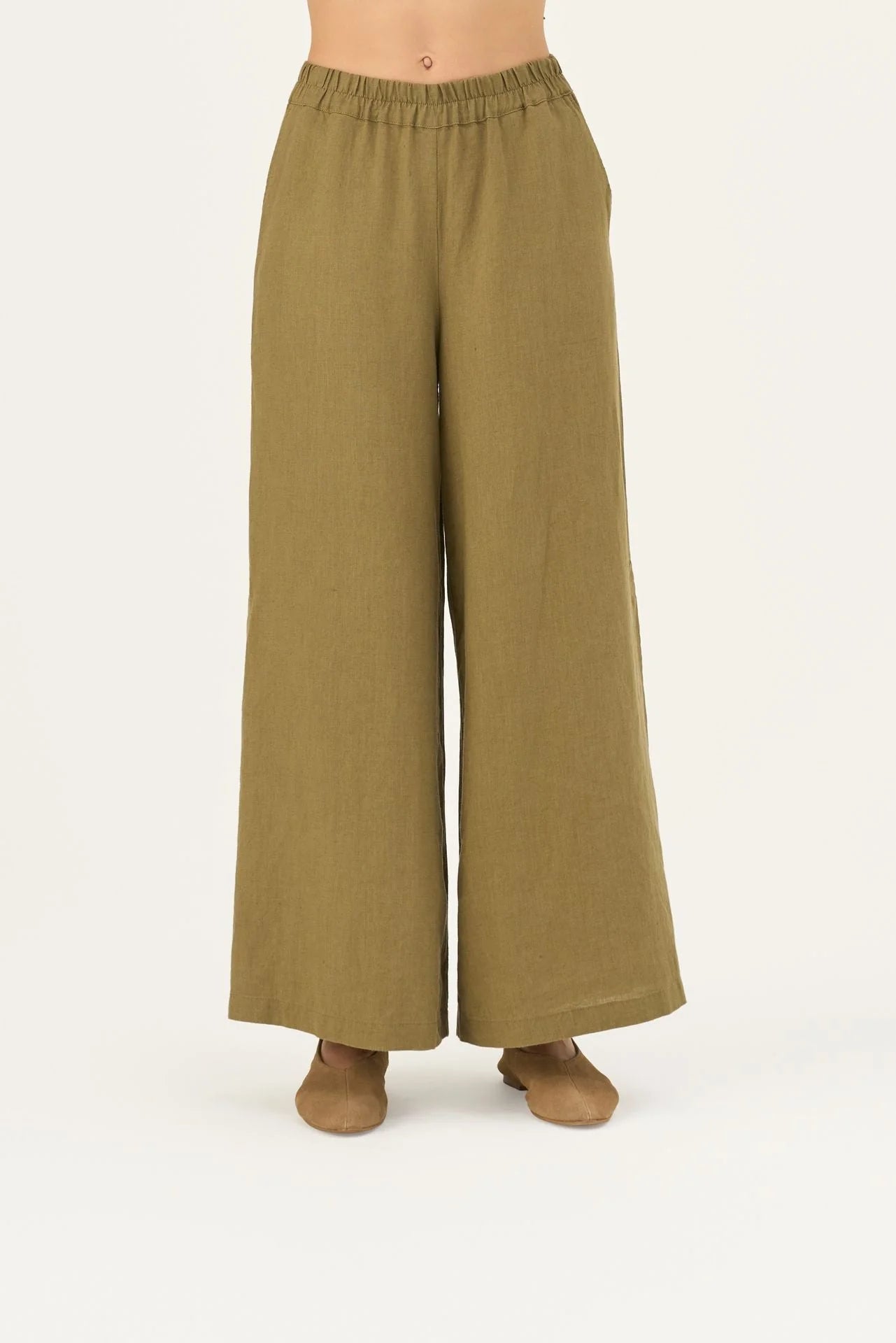 Olive Khaki Linen Zayn Trousers