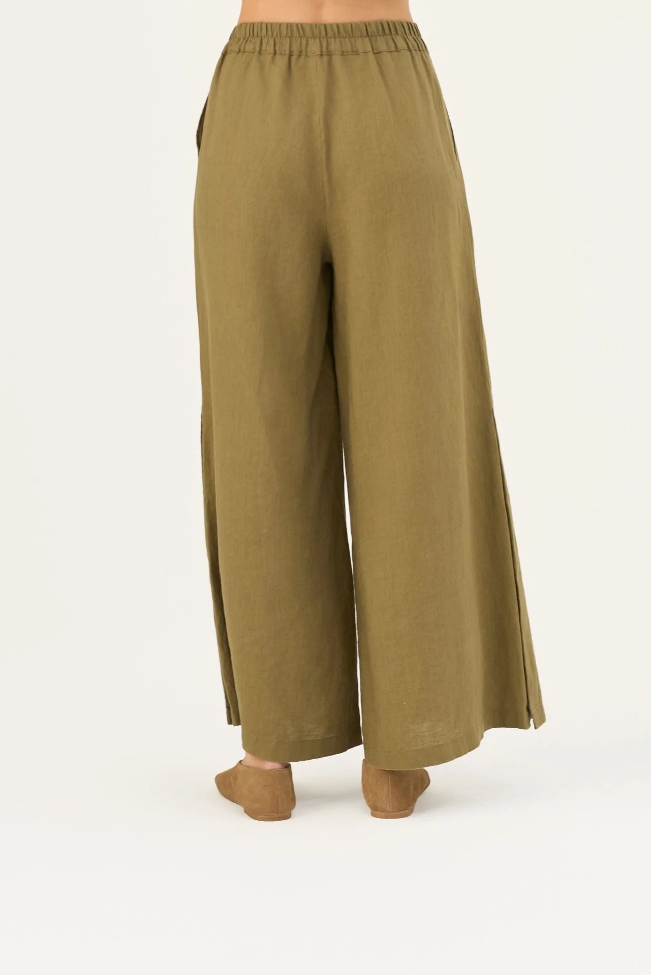 Olive Khaki Linen Zayn Trousers