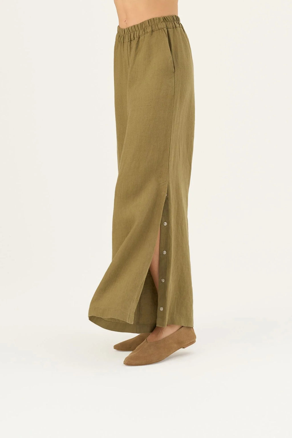 Olive Khaki Linen Zayn Trousers