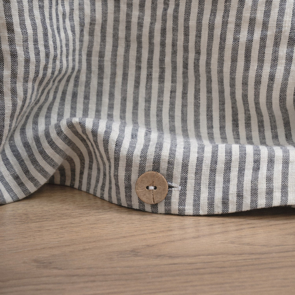 Thin Black Stripes Linen Duvet Cover Set